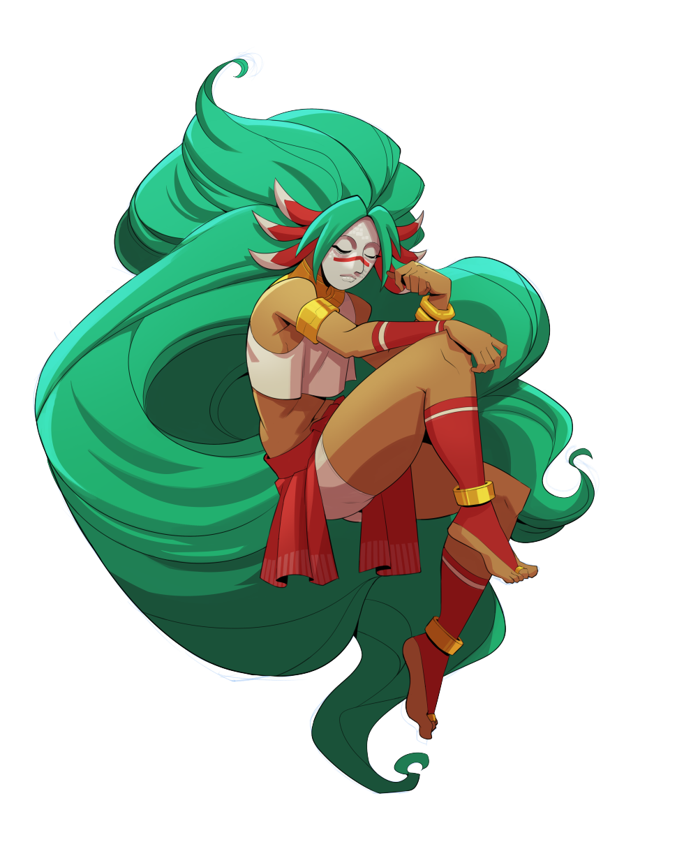 Heka, deidad del aire, envuelta en corrientes y brisa celestial.